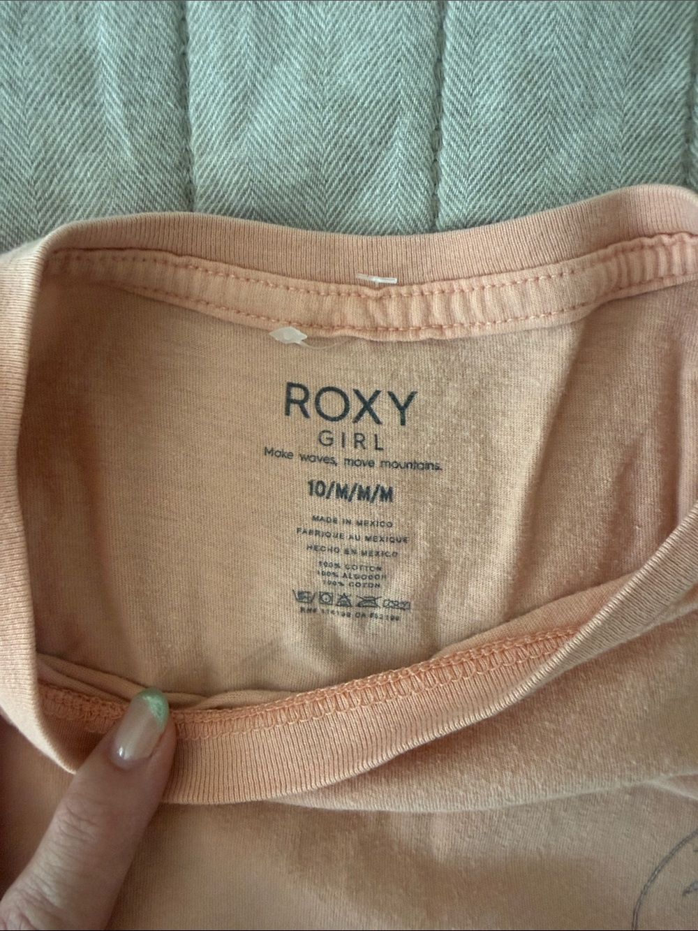 Roxy Light Pink Tee with Mint Palm Graphic - Picture 3 of 5